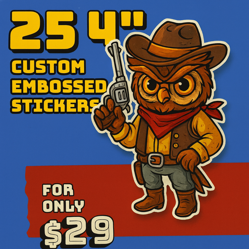 25 4" Embossed Stickers